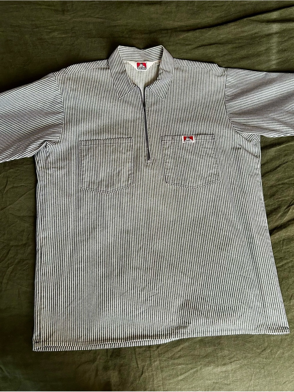 Ben Davis MADE IN USA Short Sleeve Half Zip Work Shirt Size L